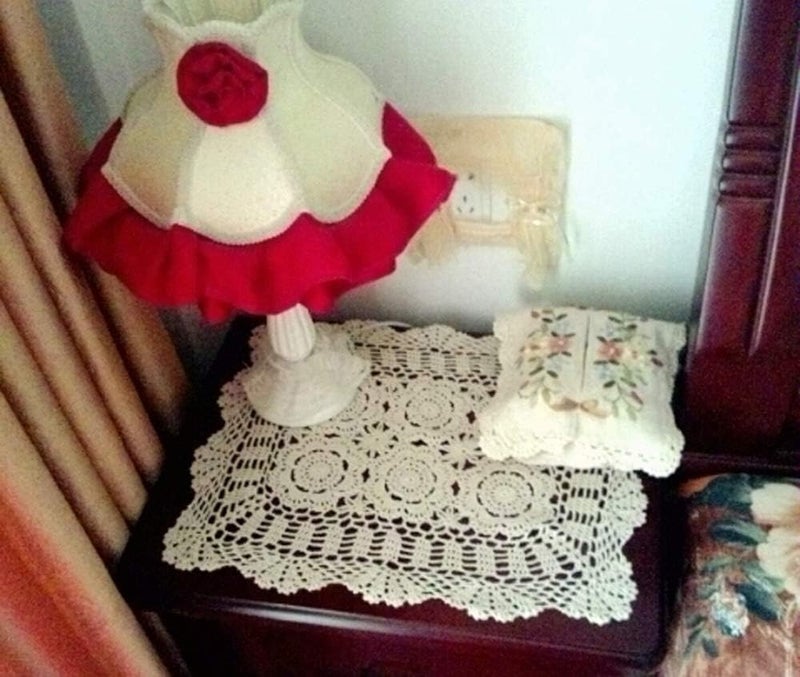 Damanni 16 Inch by 19 Inch Rectangular Cotton Handmade Crochet Lace Table Runner Doilies for Coffee Table Dresser Scarf DÃ©corï¼Œ2PC/Set (16x19 Inch, White) - Image 2